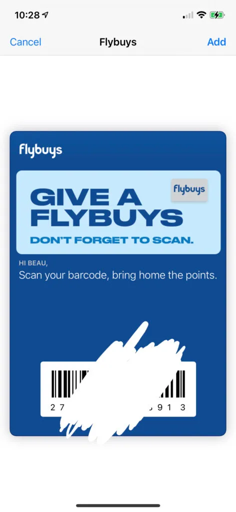 How to add flybuys to apple wallet